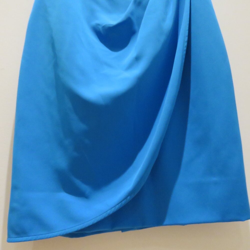 BLACK HALO Naya Sleeveless Mock Neck Ruched Sheath Dress in Breezy Blue US 10 - Picture 6 of 14